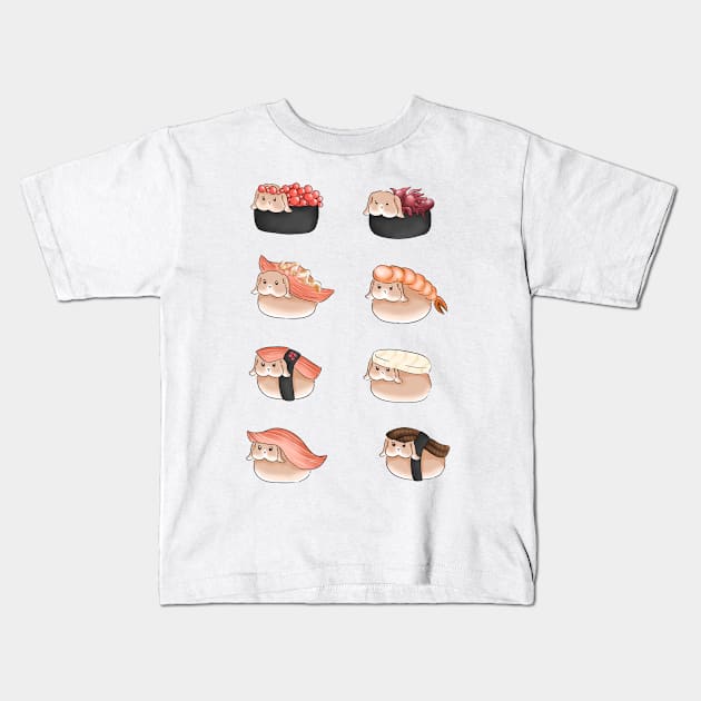 All Bunny Sushi Menus Kids T-Shirt by GambarGrace
